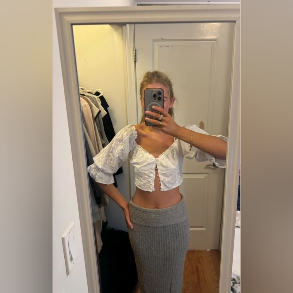 Zara Elegant White Lace Crop Top